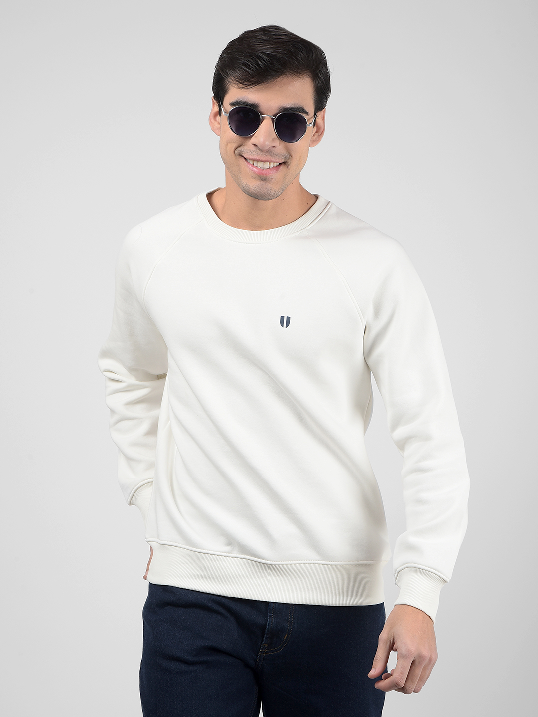 Numero Uno Men Off White Crew Neck Sweatshirts